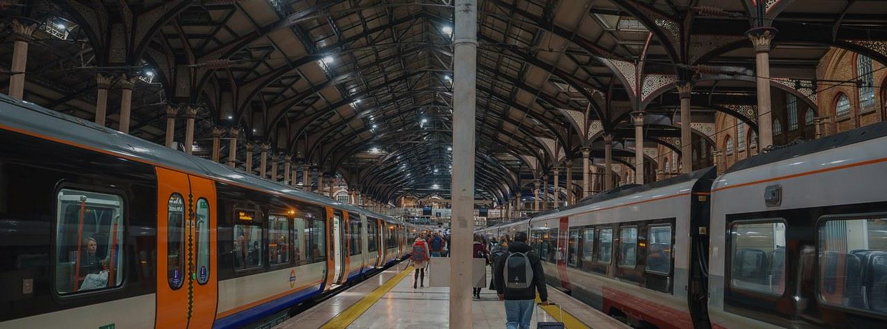Trains at a station platform with crowd intelligence
